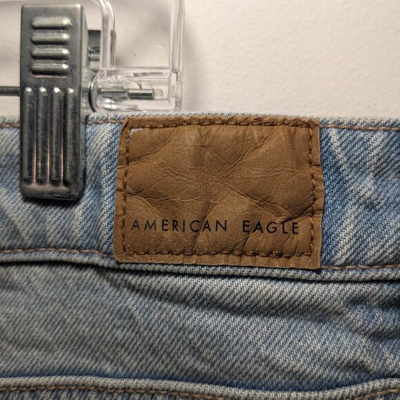 NWT American Eagle Outfitters 18 Raw Hem Jean Perfect Skirt Light Wash Denim 34W - Picture 7 of 13